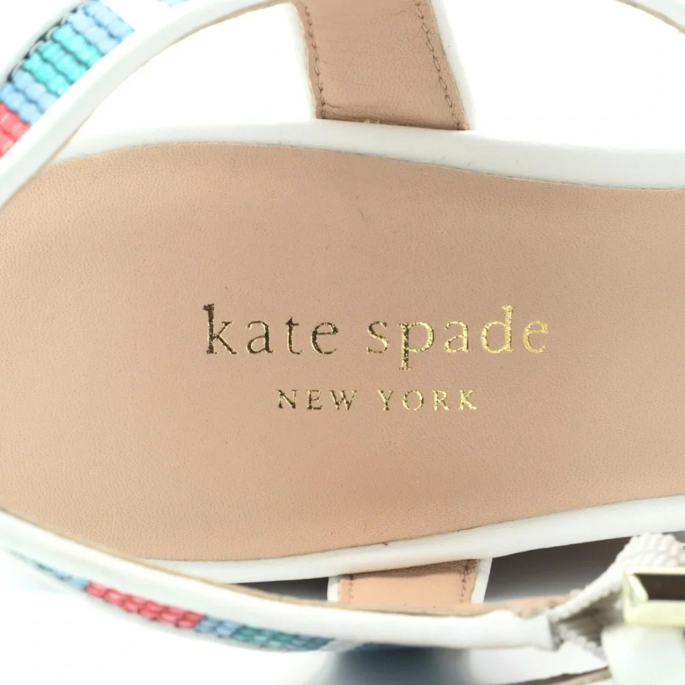 Kate Spade New York Grace Raffia Platform‎ Wedge Sandals Striped Women’s 8B